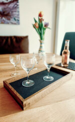 Serviertablett Holz | Serviertablett Leder | Dekotablett | Wunschleder