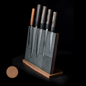 Messerblock Leder-Stahl | Messerblock ohne Messer | Messeraufbewahrung | magnetischer Messerblock | Wunschleder