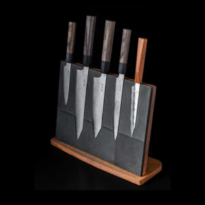 Messerblock Leder-Stahl | Messerblock ohne Messer | Messeraufbewahrung | magnetischer Messerblock | Wunschleder