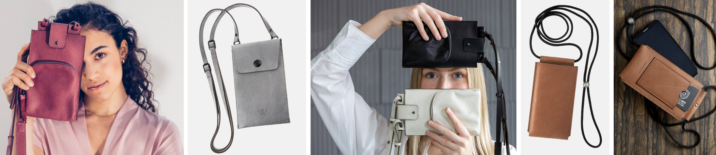 Handytasche mit Geldbörse, Handytasche mit Geldbeutel, Handy Umhängetasche Leder, Wunschleder