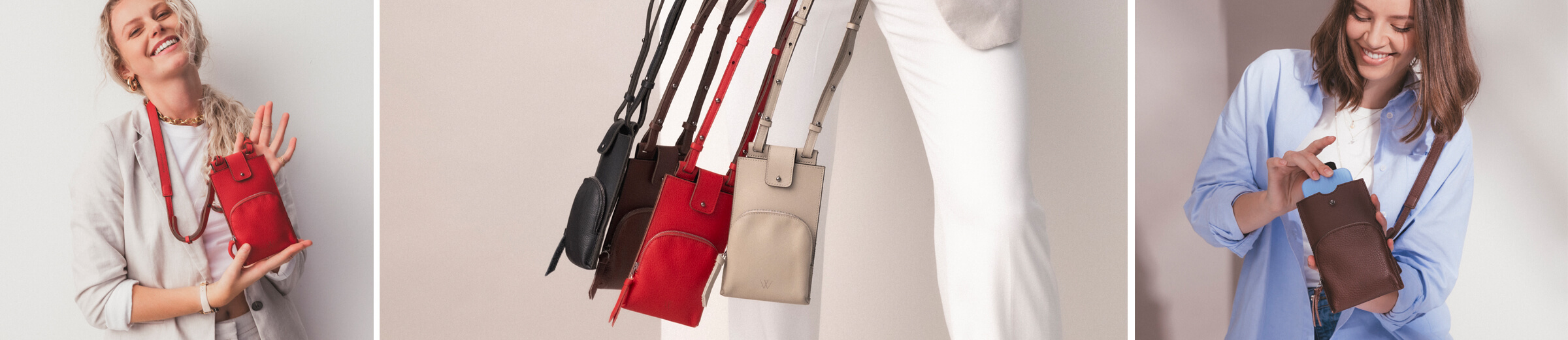 Handytasche mit Geldbörse, Handytasche mit Geldbeutel, Handy Umhängetasche Leder, Wunschleder