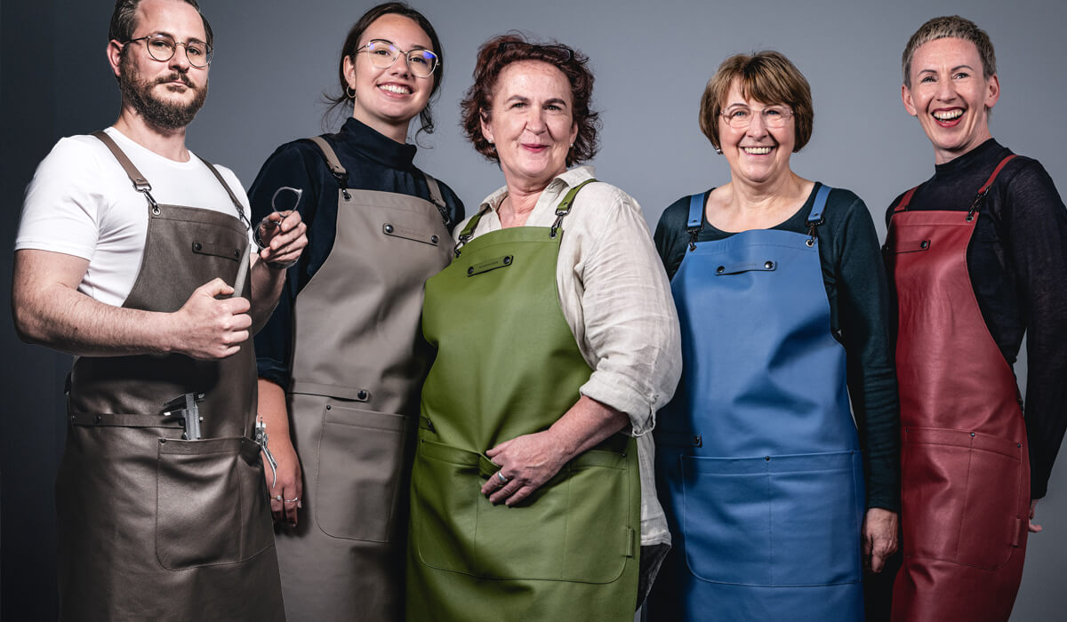 Handgefertigte Schürze aus Rindleder