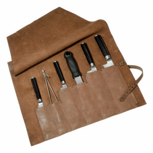 Messertasche | Leder | Öko-Pferdeleder | Blattwerk | 6 Köcher | Wunschleder