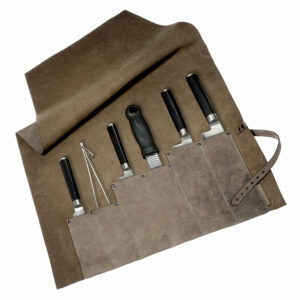 Messertasche | Leder | Öko-Pferdeleder | Blattwerk | 6 Köcher | Wunschleder