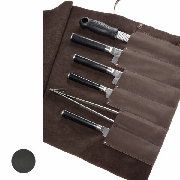 Messertasche | Leder | Kochmesser | Rindleder | 6 Köcher | Wunschleder