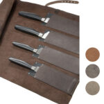 Messerrolle Kochmesser vintage Leder, braun, grau, cognac | Wunschleder