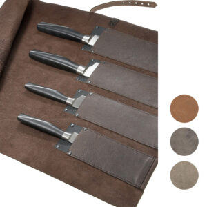 Messerrolle Kochmesser vintage Leder, braun, grau, cognac | Wunschleder