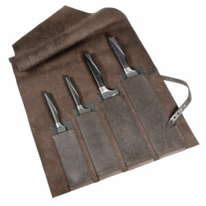 Messerrolle Kochmesser vintage Leder, braun, grau, cognac | Wunschleder