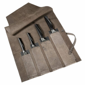 Messerrolle Kochmesser vintage Leder, braun, grau, cognac | Wunschleder