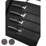 Messerrolle Kochmesser Rindleder, braun, grau, schwarz | Wunschleder