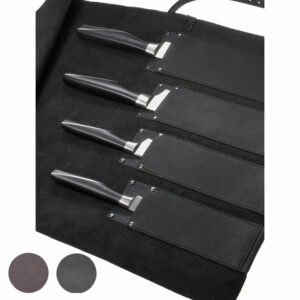 Messerrolle Kochmesser Rindleder, braun, grau, schwarz | Wunschleder