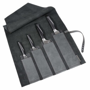Messerrolle Kochmesser Rindleder, braun, grau, schwarz | Wunschleder