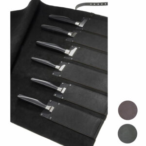 Rolltasche Rindleder Küchenmesser, schwarz | Wunschleder
