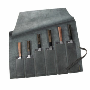 Rolltasche Rindleder Küchenmesser, schwarz | Wunschleder