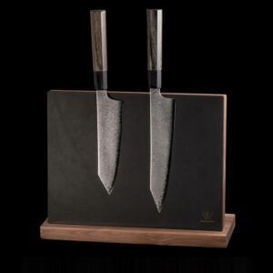 Messerblock Holz-Leder | magnetischer Messerblock | Holz Messerblock | Messerblock ohne Messer | Wunschleder