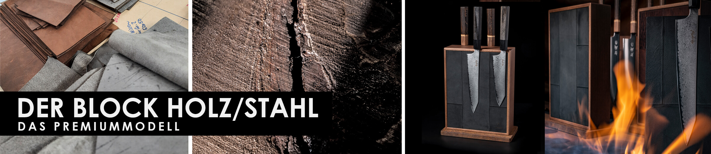 Messerblock Holz, Magnetischer Messerblock, Messeraufbewahrung, Wunschleder