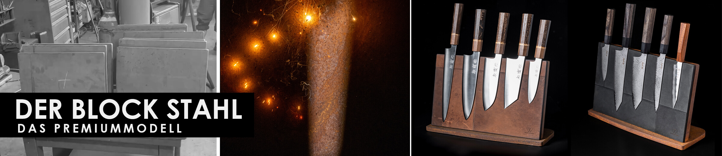 Messerblock Holz, Magnetischer Messerblock, Messeraufbewahrung, Wunschleder